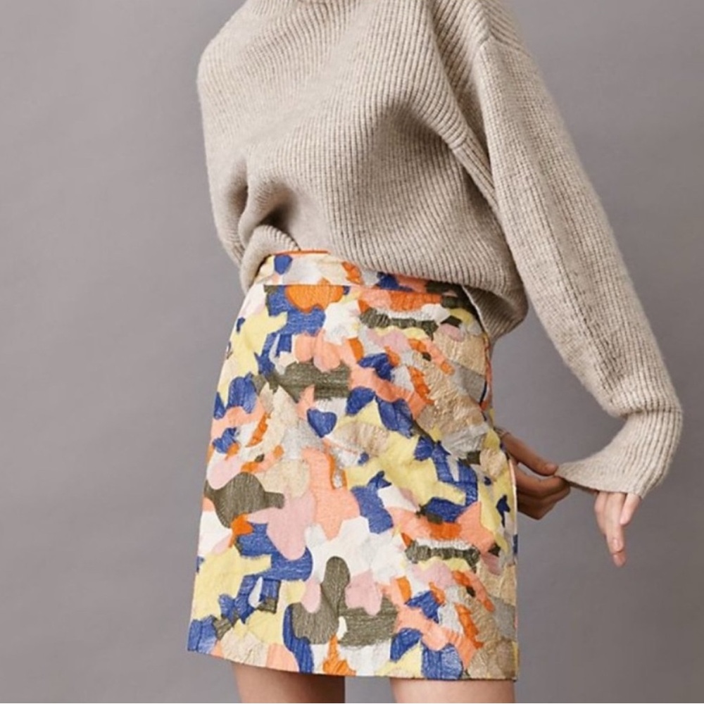 Maeve Anthropologie abstract textured mini skirt